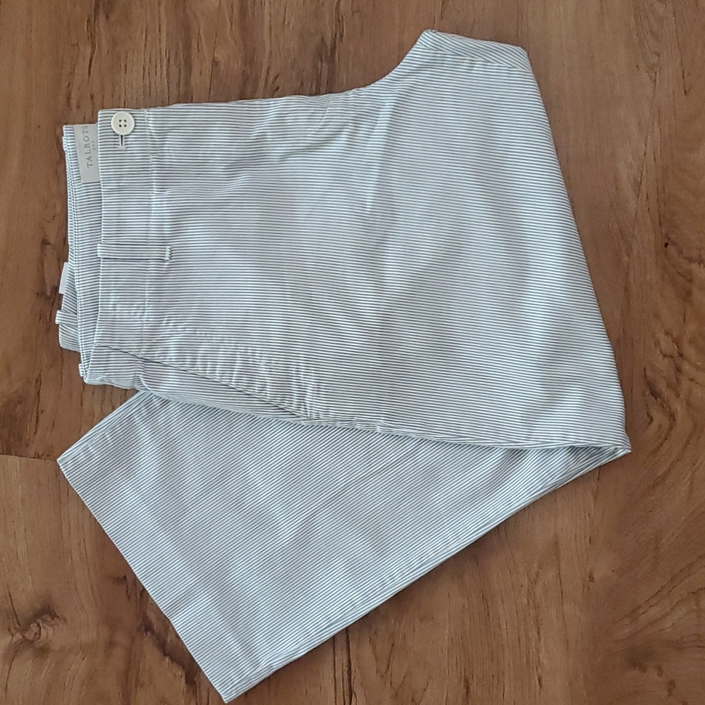 Talbots Grey and White Striped Wide Leg Ankle Length Pants Size 8